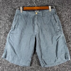 Faherty Brand Mens Linen Cotton Blend Shorts Blue Size 29 Flat Front Casual